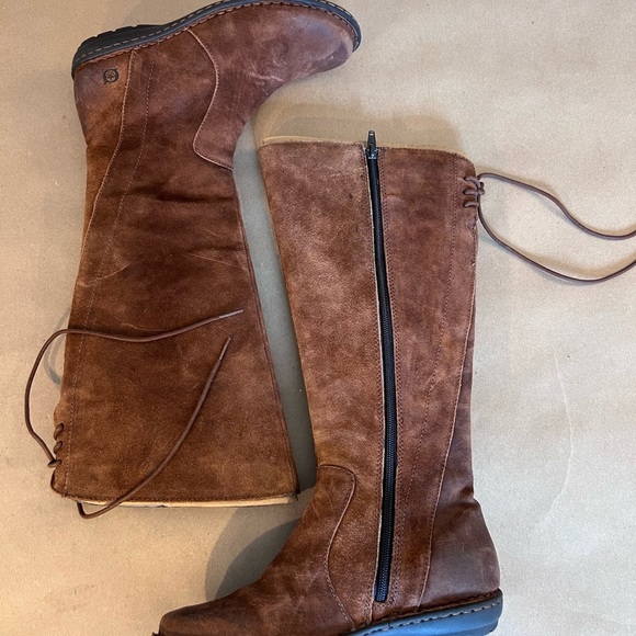 NWOB Born Women's Caladium Tall Lace Brown Leather Boots Flat Round Toe US 6.5 - Picture 5 of 10